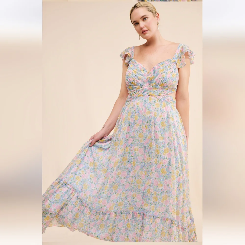 Astr Primrose Floral Strappy Back Maxi Dress - Picture 5 of 16